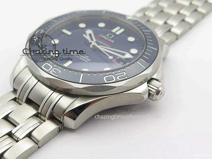 0226 WaterResistant Seamaster 300M SS MK 1:1 Best Edition Blue Dial Blue Ceramic Bezel On SS Bracelet A 8175